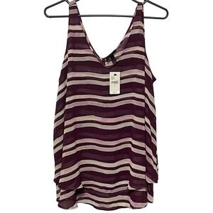 Lane Bryant Sleeveless Blouse Women's Size 16 Striped V-Neck Layered Tank New